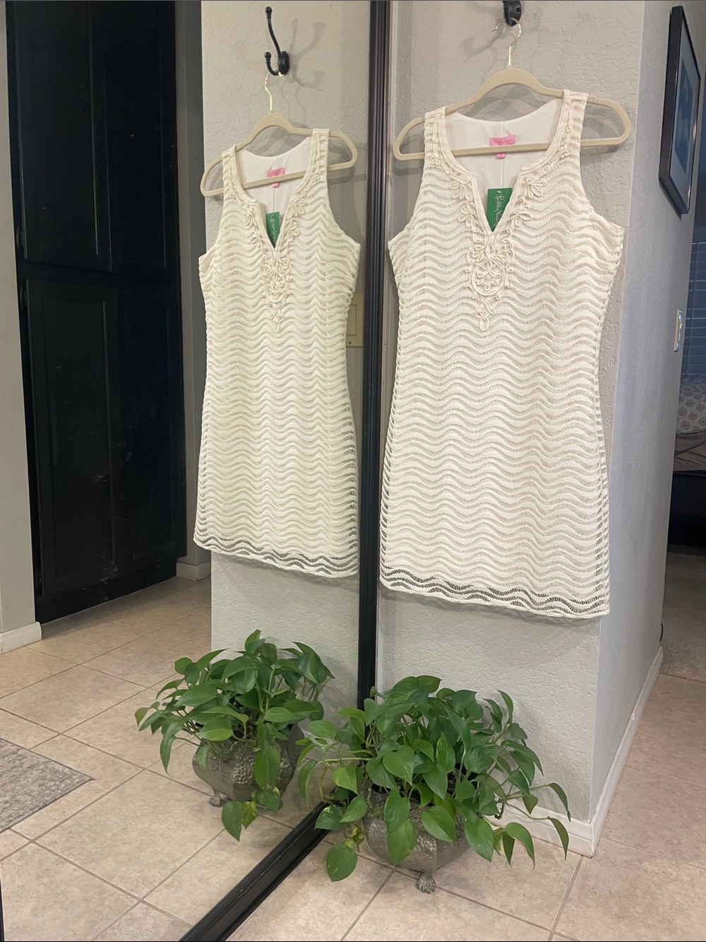 Lilly Pulitzer Cream Sleeveless Lace-Detail Midi Dress